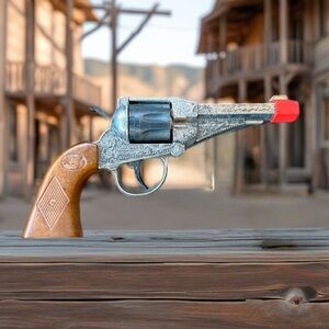 VTG 1960s **Toy Edison Giocattoli Cap Gun Revolver Made Italy Heavy Metal NICE!!